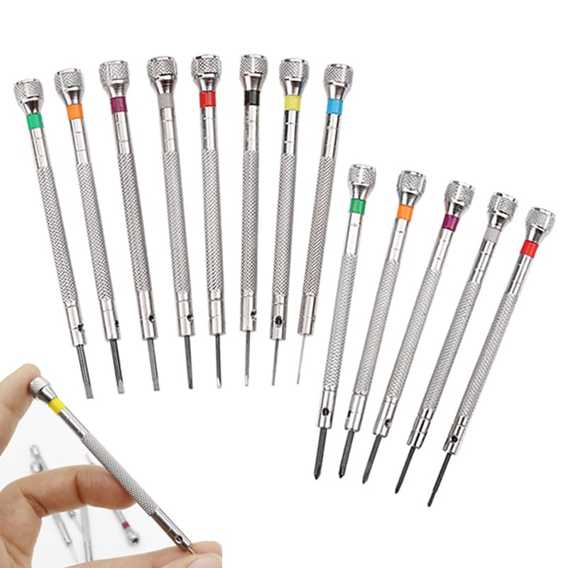13 Pcs Micro Precision Watch Screwdriver, BetterJonny 0.6-2.0 mm,1.2-2.0mm Precision Jewelers Screwdriver Set Professional Watchmaker Screwdriver Tools for Repair Watch and Replace Batteries