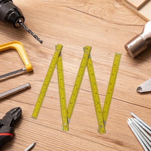 Quluxe Folding Wood Ruler, Foldable Ruler, Fold Up Design Rulers - size: 1.5m (Metric+Imperial,Yellow)