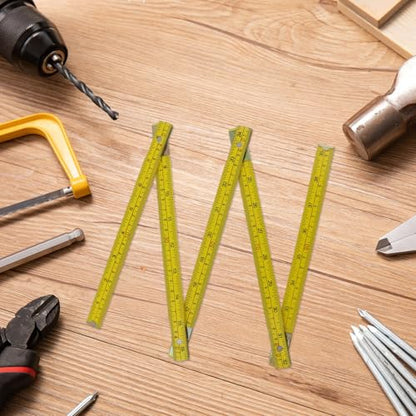 Quluxe Folding Wood Ruler, Foldable Ruler, Fold Up Design Rulers - size: 1.5m (Metric+Imperial,Yellow)