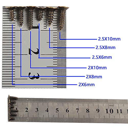 newlng 1200pcs Small Screws 2& 2.5 * 6/8/10mm Phillips Flat Head Cross Self Tapping Tiny Screw Cabinet Electronic Accessories Screw Multifunctional DIY Micro Woodworking Screws Set Bronze - color: Bronze Box
