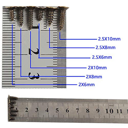 newlng 1200pcs Small Screws 2& 2.5 * 6/8/10mm Phillips Flat Head Cross Self Tapping Tiny Screw Cabinet Electronic Accessories Screw Multifunctional DIY Micro Woodworking Screws Set Bronze - color: Bronze Box