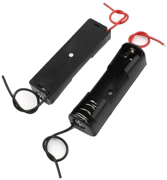 3Pcs 1 x 1.5V AA Battery Spring Clip Black Plastic 1 x 1.5V AA Battery Case Holder Box Black Red Wire Leads