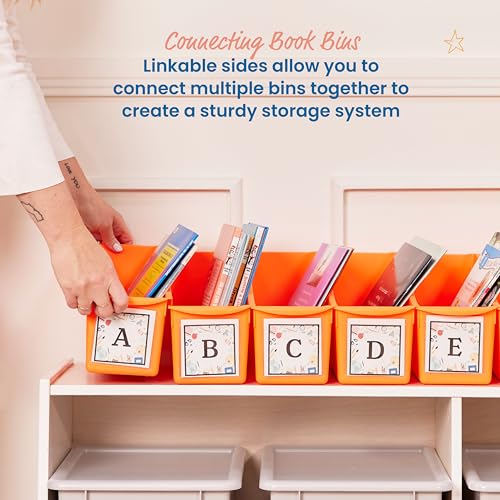 ECR4Kids Linking Storage Book Bins, Interlocking, 10-Piece, Neon Orange - color: Neon Orange