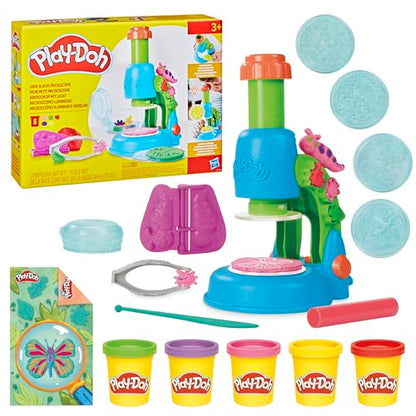Play-Doh Light & Look Microscope for Kids, Electronic Preschool Toys for Girls & Boys, 9 Accessories & 5 Colors, Back to School Gifts, Ages 3+