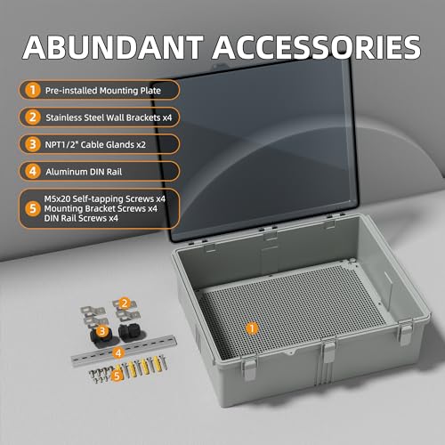Joinfworld Outdoor Cable Enclosure 19.7x15.7x7.9 Waterproof Junction Box - size: 19.7 x 15.7 x 7.9 inches