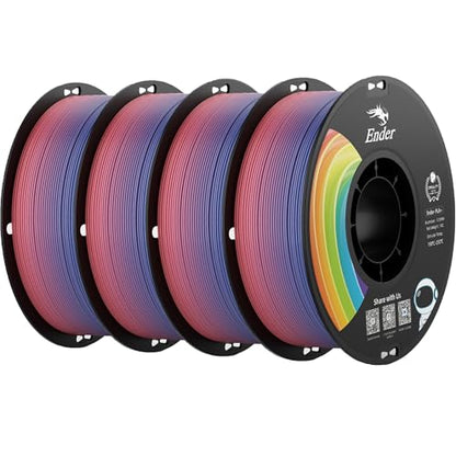 Creality PLA+ 3D Printer Filament, Rainbow, 4-Pack, 4KG Total - color: Rainbow*4 Pla+, size: 4kg