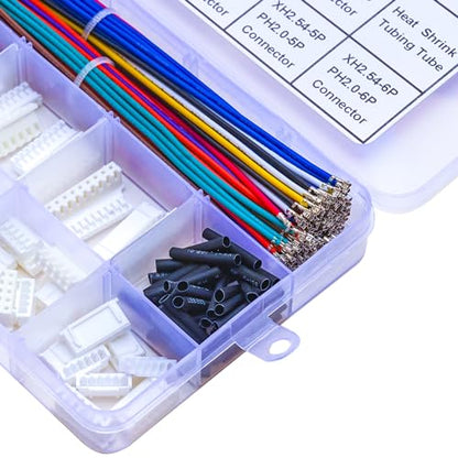 XH2.54 to PH2.0 JST Connector Kit and Pre-Crimped 22AWG Cable,Compatible with JST-XH 2.54mm & JST-PH 2.0mm Cable Connector 2/3/4/5/6/7/8/9/10Pin 16cm Wire (XH-to-PH)