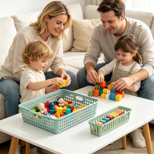 6 Pack Turn in Trays Classroom with 6Pcs Small Baskets, Plastic Classroom Storage Bins Paper Trays for Classroom,Teachers, Students(13.6”×10.6”×3.1”) - color: Boho