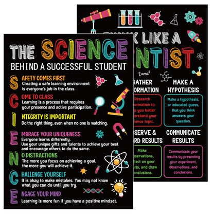COCHIE Science Posters Set for Classroom Decorations, Back to School Science Class Rules Poster Wall Decor for Primary Elementary Middle High School Teacher Must Haves Supplies - 14 4/5"x11" - style: Science