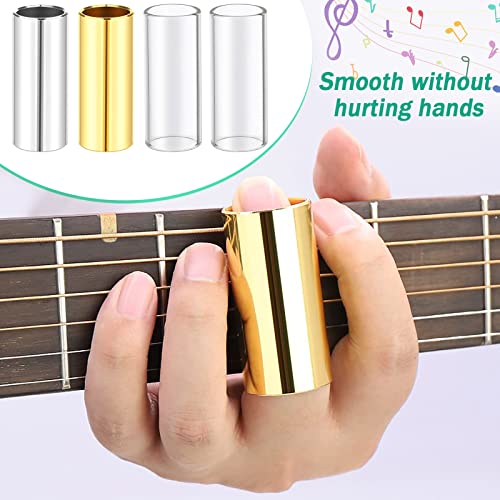 Guitar Slide, 4pcs Augshy Medium Guitar Slides(1 Stainless Steel, 1 Brass and 2 Glass), 4pcs Stainless Steel and 4pcs Plastic Thumb & Finger Picks, 10pcs Guitar Picks All in One Box Guitar Accessories - color: Multicolor 2