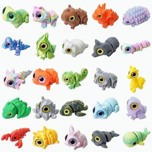 25PC Big 3D Printed Animals Set with Shining Eyes - color: 25pcs Large Set-a