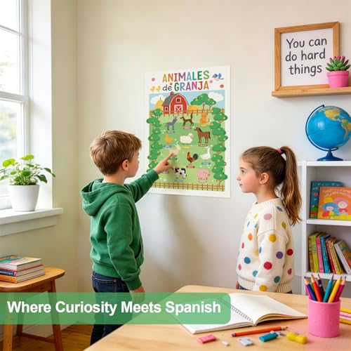 Spanish Educational Classroom Posters Set for Toddlers, 12 PCS - color: Spanish
