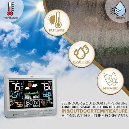 Weather Station Indoor Outdoor Thermometer Wireless Atomic Clock Grey - color: Grey