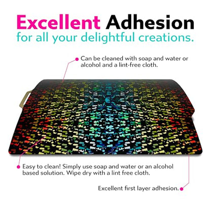 Cookiecad Cookie Sheet - Holographic 3D Printer Build Plate - Double Sided Reflective 3D Printer Bed, Flexible Spring Steel 3D Printer Platform (Chromatic Shatter, 235x235) - size: 235x235, style: Chromatic Shatter
