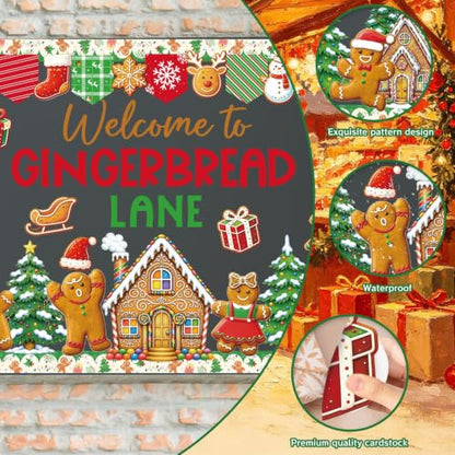Christmas Gingerbread Lane Bulletin Board Classroom Decorations - color: Christmas Gingerbread Lane