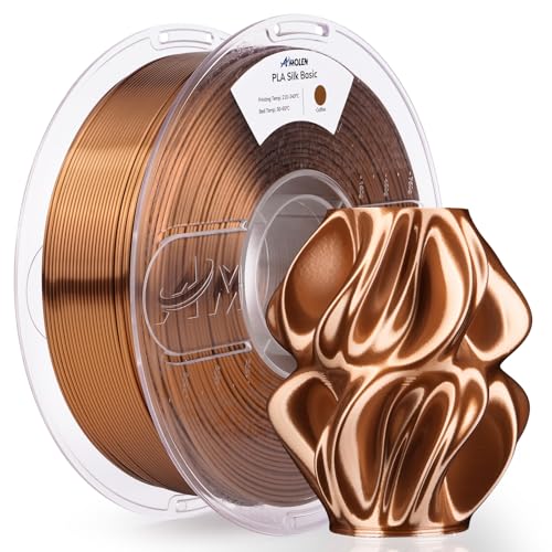 AMOLEN Silk PLA Filament 1.75mm 3D Printer Filaments, Shiny Coffee Gold Filament for 3D Printing, 1kg(2.2lbs) Spool, Compatible with Most FDM Printer(Silk Coffee Gold) - color: Coffee