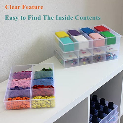 2 Pack Fixed 8 Grids Clear Plastic Organizer Sorting Tray - size: Fixed 8 Grids