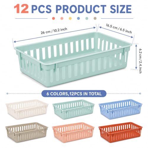 gisgfim 12 Pack Plastic Classroom Baskets for School Supplies, Boho - color: Boho