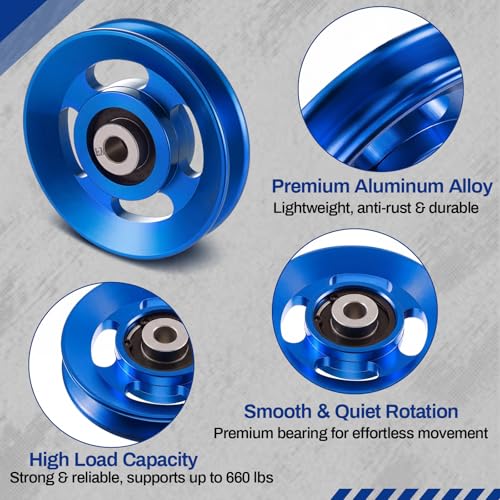 Soulchen 2-14 Pcs Aluminum Cable Pulley Wheel 90/95mm - color: Blue, size: 90 mm