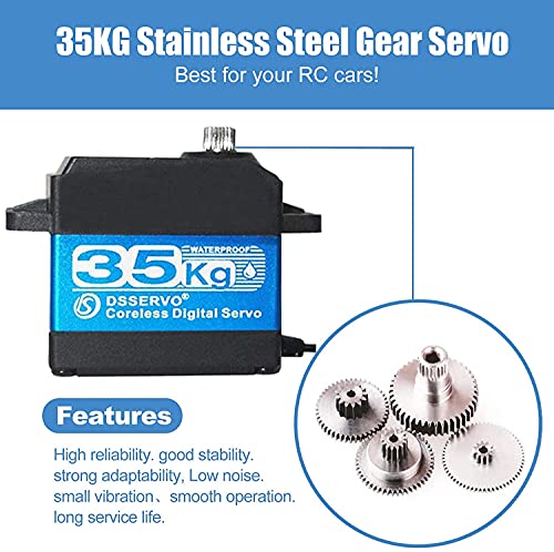 35KG Coreless Digital Motor Servo 7.4V High Speed Stainless Steel Gear High Torque Waterproof Standard Baja Servos (270 Degrees) - size: 35KG