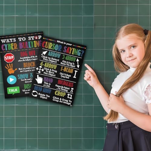 Jinniee Cursor saying Computer Science Classroom Poster 11''x17'' Stem Technology Education Chart, Keyboard Coding Computer Lab Wall Art For Kids Class, Digital Keyboarding Posters (SET 2 COMPUTER) - color: SET 2 COMPUTER