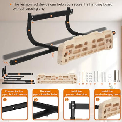 Hangboard Rock Climbing Hangboard with Door Way Pull Up Bar