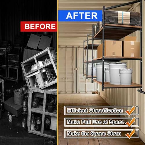 4 Pack Shipping Container Shelving Bracket, 3-Tier Shipping Container Shelf with Adjustable Height, Suitable for Heavy Duty Trailer Containers (22" D x 58" H)
