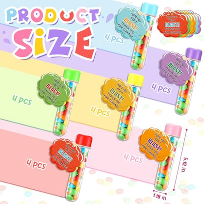 Maxdot 24 Set Science Party Favors, Plastic Test Tubes with Caps Holder
