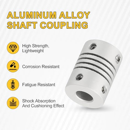uxcell 4Pcs Flexible Couplings 3mm to 6.35mm Aluminum Alloy Joint Connector - size: 3mm to 6.35mm, style: D15 x L20mm