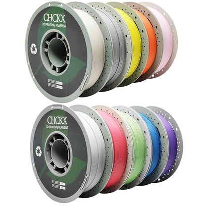 Matte PETG 3D Printer Filament, 10Rolls,Dimensional Accuracy +/- 0.03 mm, 1kg Spool(2.2lbs), 1.75 mm Fit for Most 3D Printers, White+Red+Green+Blue+Purple+Skin+Silver+Yellow+Orange+Pink - color: 10*1kg (Matte White+matte Red+matte Green+matte Blue+matte P