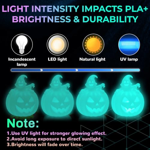 PLA+ 3D Printer Filament, Glow in The Dark Filament 1.75mm, Long-Lasting Glow & High-Brightness, Luminous Bright 3D Printing Filament for Most FDM 3D Printer - 1kg Spool(Glow Light Green) - color: Light Green