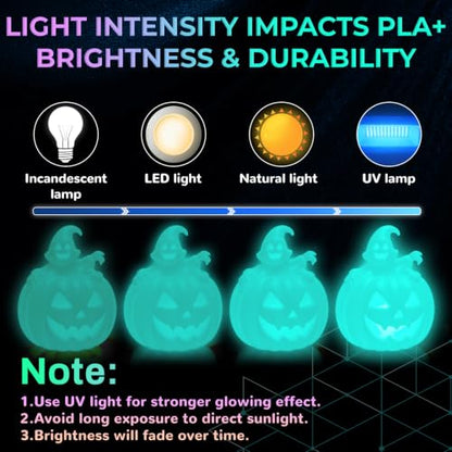 PLA+ 3D Printer Filament, Glow in The Dark Filament 1.75mm, Long-Lasting Glow & High-Brightness, Luminous Bright 3D Printing Filament for Most FDM 3D Printer - 1kg Spool(Glow Light Green) - color: Light Green