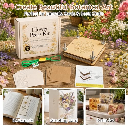 MeRGBWLife Mini Flower Press Kit, Pocket Size Plant Press for Small Flowers, Leaves and Herbs, Portable Wooden Press for Travel, DIY Crafts and Beginners,3.9X3.9inch - size: 3.9"x3.9"