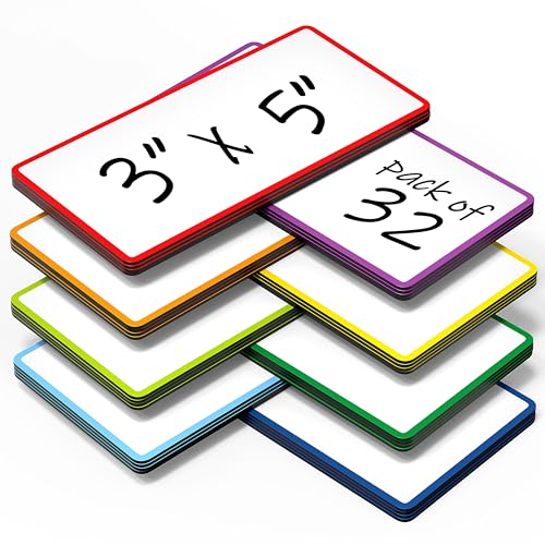 32 Pack Dry Erase Magnetic Labels 3x5 in - Magnetic Name Tags for Classroom Lockers School Bus - Classroom Magnets for Names - Magnet Labels for Whiteboard - Magnet Names Plates for Classrooms - color: 32 Colored Border, size: 3"x5"