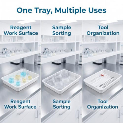 VOSAREA Laboratory Containment Tray, White Plastic Tray 9.43 x 6.68 in
