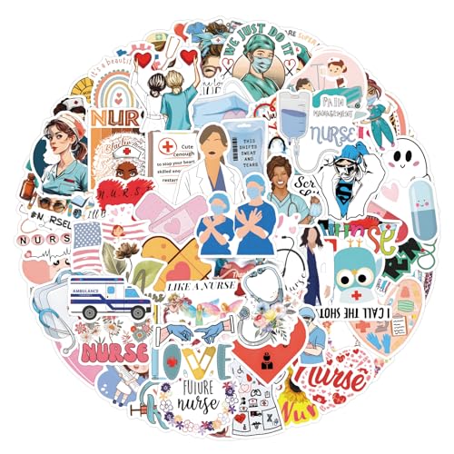 Nurse Stickers 100PCS, Vinyl Nursing Stickers Decals for Nurse Students, Nurses, and Healthcare Workers, Waterproof, Reusable, No Residue Vinyl Decal Perfect Nurse Gift - style: Nurse Stickers