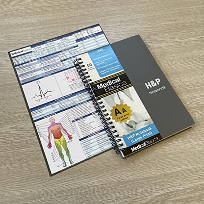H&P notebook (Large Print) - Medical History and Physical notebook, 50 medical templates with perforations