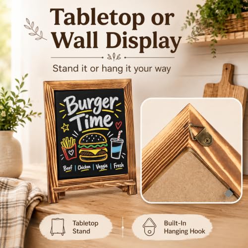 LotFancy 15"x12" Magnetic Chalk Board Sign, Small Tabletop Chalkboard Brown - color: Rustic Brown, size: 12"W x 15"H
