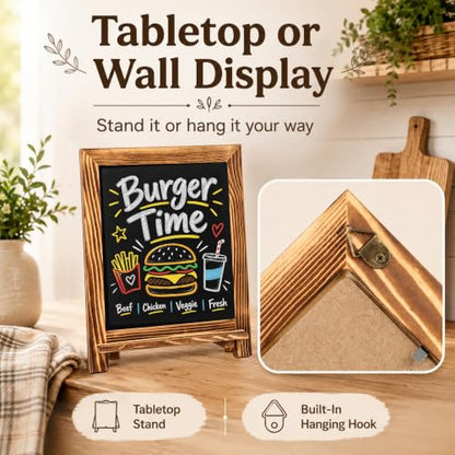 LotFancy 15"x12" Magnetic Chalk Board Sign, Small Tabletop Chalkboard Brown - color: Rustic Brown, size: 12"W x 15"H