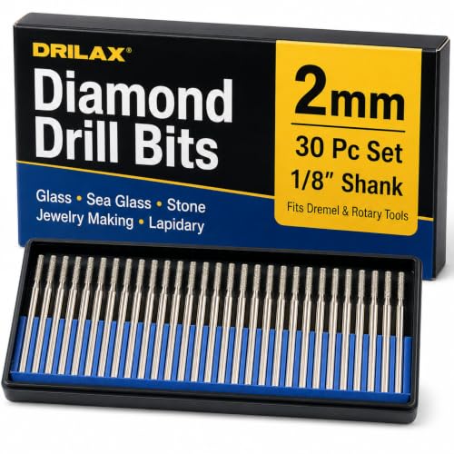 2mm Diamond Drill Bits for Ceramic 30 Pcs Set of Diamond Dremel Bits - size: 2mm
