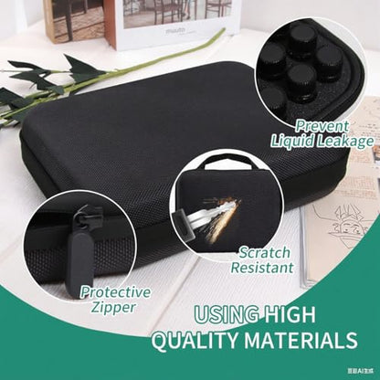 63 Slots Essential Oil Carrying Case, 1-3ml vial portable Essential Oil Storage Bag Case Box, Hard EVA Shell Impact and Leak Proof Large Capacity Organizer with Carrying Handle (Black) - color: Black