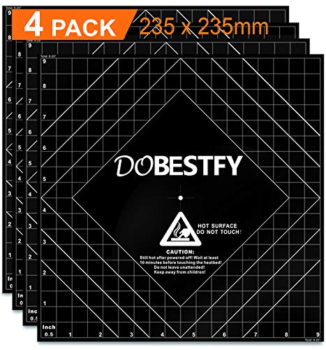 3D Printing Build Surface, Cuttable 3D Printer Heat Bed Platform Sheet with Premium Adhesive Various Sizes of 12"x12" / 8"x8" / 235x235mm / 220x220mm / 16"x16" / 20”x20” (9.25“x9.25”（4pack）) - size: 9.25“x9.25”（4pack）