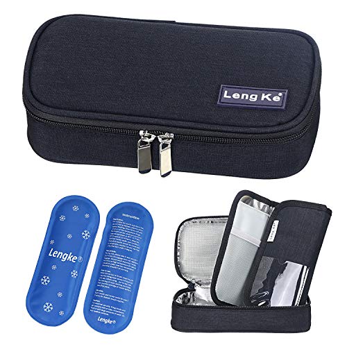 YOUSHARES Insulin Travel Case - Insulated Medication Cooler Travel Bag for Diabetic Insulin Pen and Vials Storage with 2 Cooling Ice Packs (Black) - color: Black