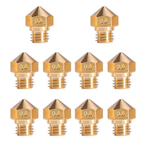 MK10 Nozzle for 3D Printer M7 Thread Brass Extruder Head Hotend Nozzle 1.75mm Filament (10pcs MK10 0.4mm Nozzles) - color: 10pcs MK10 0.4mm Nozzles