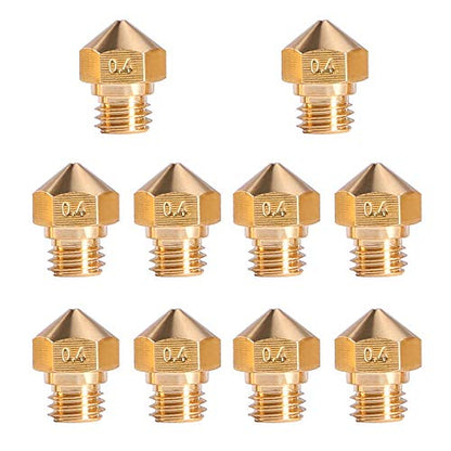 MK10 Nozzle for 3D Printer M7 Thread Brass Extruder Head Hotend Nozzle 1.75mm Filament (10pcs MK10 0.4mm Nozzles) - color: 10pcs MK10 0.4mm Nozzles