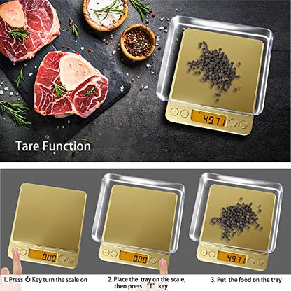 Fuzion Digital Scale .01 Gram Accuracy, 500g Small Kitchen Food Scales - color: Gold