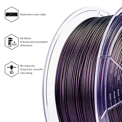 ZIRO Glitter PLA Filament 1.75mm, Chameleon Series, Forged Purple Luster - color: Forged Purple Luster