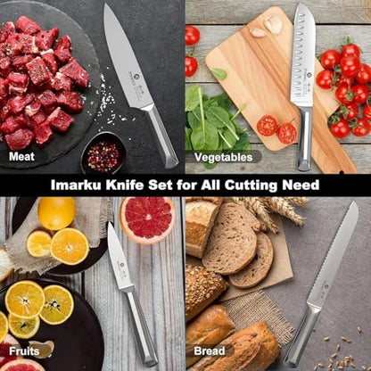 imarku 16-Pieces Knife Set, High-Carbon Stainles Steel Kitchen Knife Set - color: Steel Gray