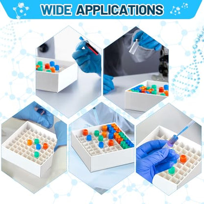 Teenyyou 18 Pcs 81 Wells Cardboard Freezer Box for 1.5-2.0ml Tubes, White - color: White, size: 81 Wells, 1.5-2.0 ml