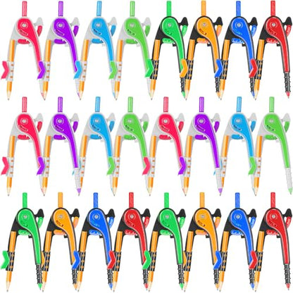 Zonon 24 Pcs Student Math Geometry Compass Bulk 6 Inch Drawing Tool Set